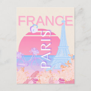 Paris, Frankreich, Travel Art, Preppy, Pastell Feiertagspostkarte