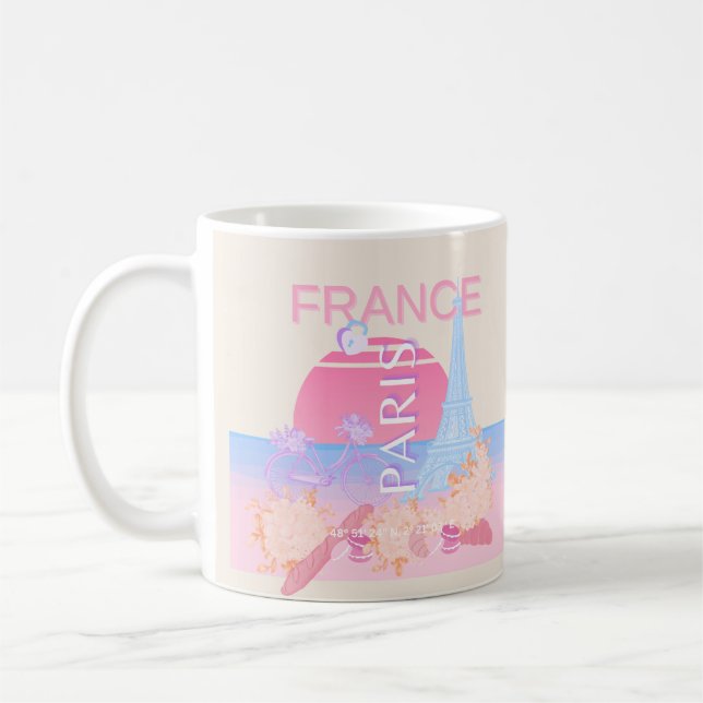 Paris, Frankreich, Travel Art, Preppy, Pastell Kaffeetasse (Links)
