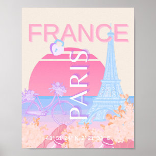 Paris, Frankreich, Travel Art, Preppy, Pastell Poster