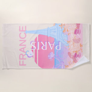 Paris, Frankreich, Travel Art, Preppy, Pastell Strandtuch