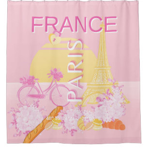 Paris, Frankreich, Travel Art, Preppy, Pink Duschvorhang