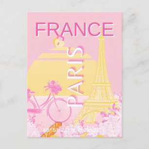 Paris, Frankreich, Travel Art, Preppy, Pink Feiertagspostkarte