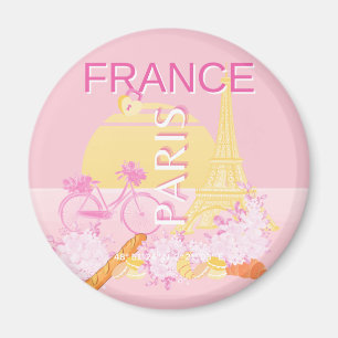 Paris, Frankreich, Travel Art, Preppy, Pink Magnet