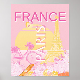Paris, Frankreich, Travel Art, Preppy, Pink Poster