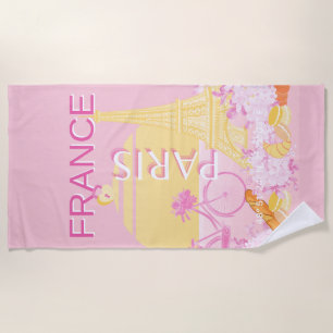 Paris, Frankreich, Travel Art, Preppy, Pink Strandtuch