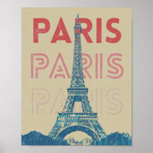 Paris-Frankreich-Typografie und Eiffelturm Poster