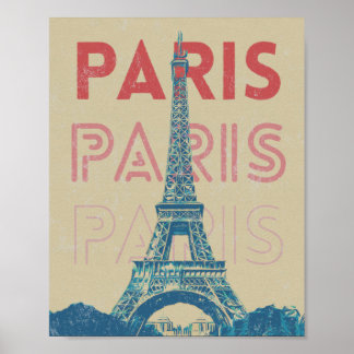 Paris-Frankreich-Typografie und Eiffelturm Poster