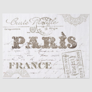 Paris Frankreich Typografie Vintage Postkarte Voge Seidenpapier