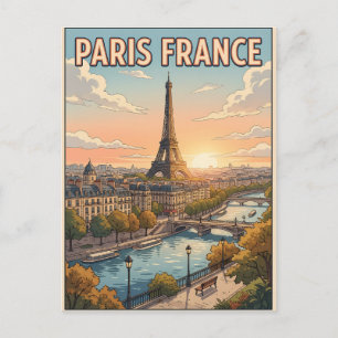Paris Frankreich Vintage Anime Reise Postkarte