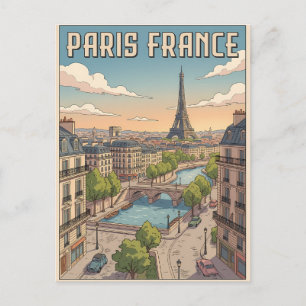 Paris Frankreich Vintage-Anime-Reisepostkarte Postkarte