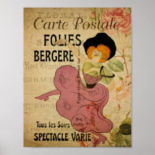 Paris Frankreich Vintage Französische Can-Can-Tänz Poster
