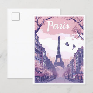 Paris Frankreich Vintage-Kunst-Reiseillustration Postkarte