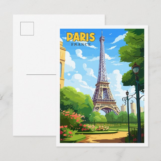 Paris-Frankreich-Vintage Postkarte (Vorne/Hinten)
