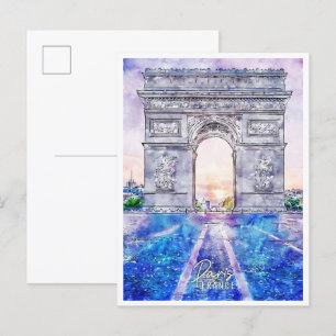 Paris Frankreich Vintage Reise Aquarell Postkarte