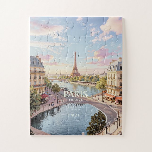 Paris Frankreich Vintage-Reise  Puzzle (Vertikal)
