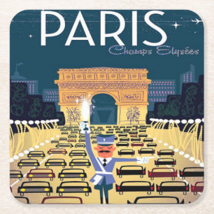 Paris Frankreich Vintage-Reise Retro-Tourismus Url Rechteckiger Pappuntersetzer