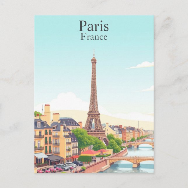 Paris, Frankreich Vintage Reisen Eiffelturm Postkarte (Vorderseite)