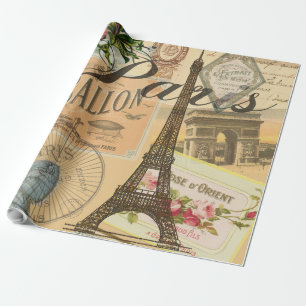 Paris Frankreich Vintage Reisen Kunstvoll wandern Geschenkpapier