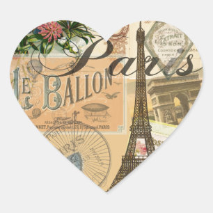 Paris Frankreich Vintage Reisen Kunstvoll wandern Herz-Aufkleber