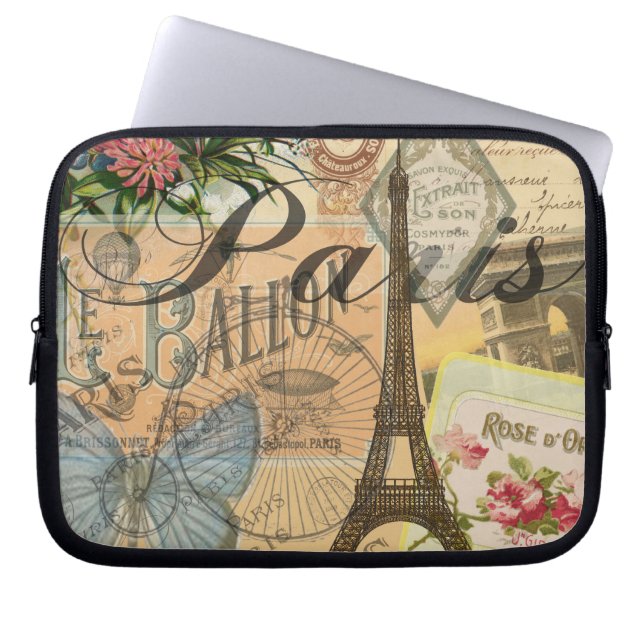 Paris Frankreich Vintage Reisen Kunstvoll wandern Laptopschutzhülle (Vorderseite)