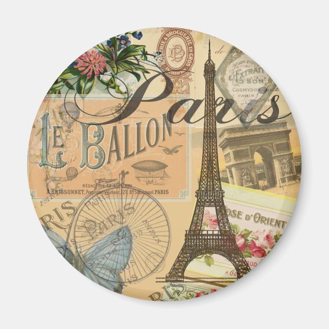 Paris Frankreich Vintage Reisen Kunstvoll wandern Magnet (Vorne)