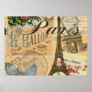 Paris Frankreich Vintage Reisen Kunstvoll wandern Poster