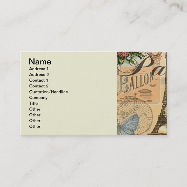 Paris Frankreich Vintage Reisen Kunstvoll wandern Visitenkarte (Vorderseite)