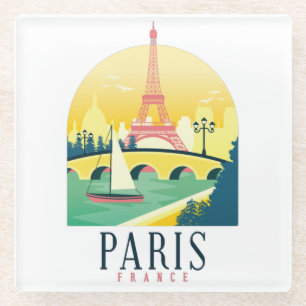 Paris Frankreich Vintage Reisen Romantik Glasuntersetzer