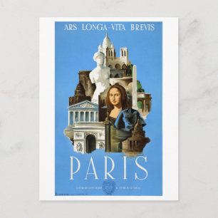 Paris Frankreich Vintage Reiseposter Restauriert Postkarte