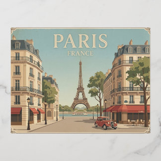 Paris Frankreich Vintage-Reisepostkarte Folien Feiertagspostkarte