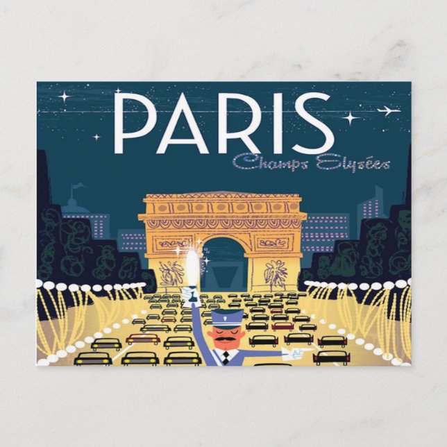 Paris Frankreich Vintage Reisetourismus Urlaub Postkarte (Vorderseite)