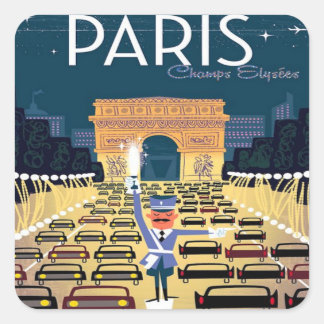 Paris Frankreich Vintage Reisetourismus Urlaub Quadratischer Aufkleber