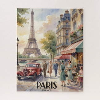 Paris Frankreich Vintage-Wasserfarben-Reiseposter Puzzle