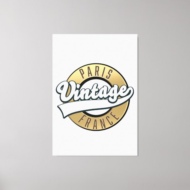 Paris - Frankreich - Vintages Logo Leinwanddruck (Vorderseite)