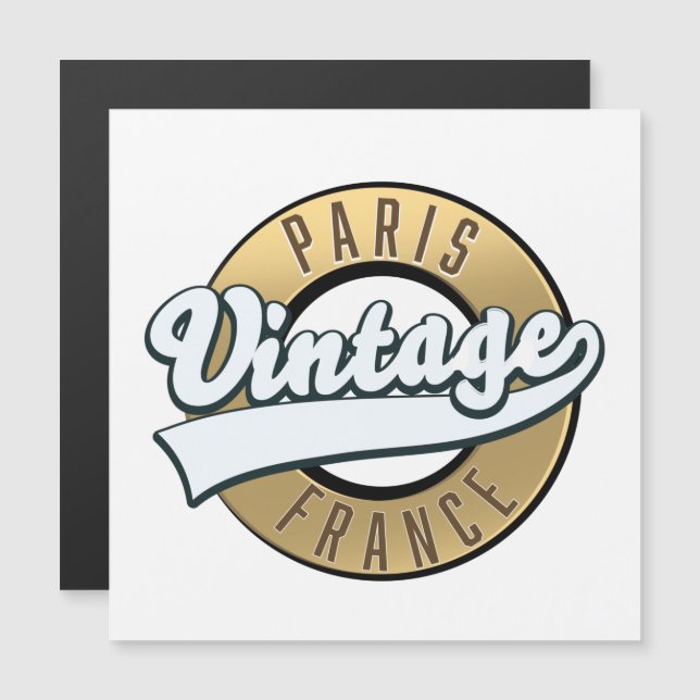 Paris - Frankreich - Vintages Logo Magnetkarte (Vorne/Hinten)