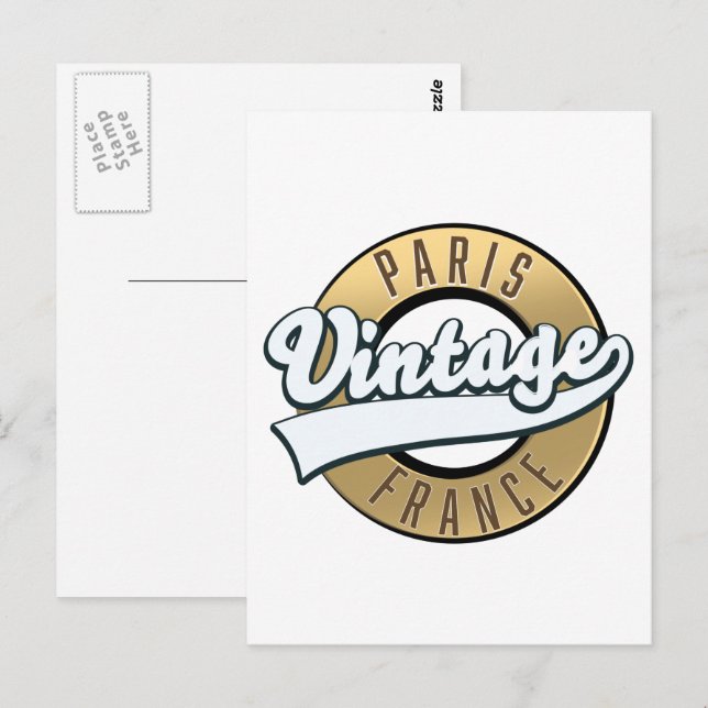 Paris - Frankreich - Vintages Logo Postkarte (Vorne/Hinten)