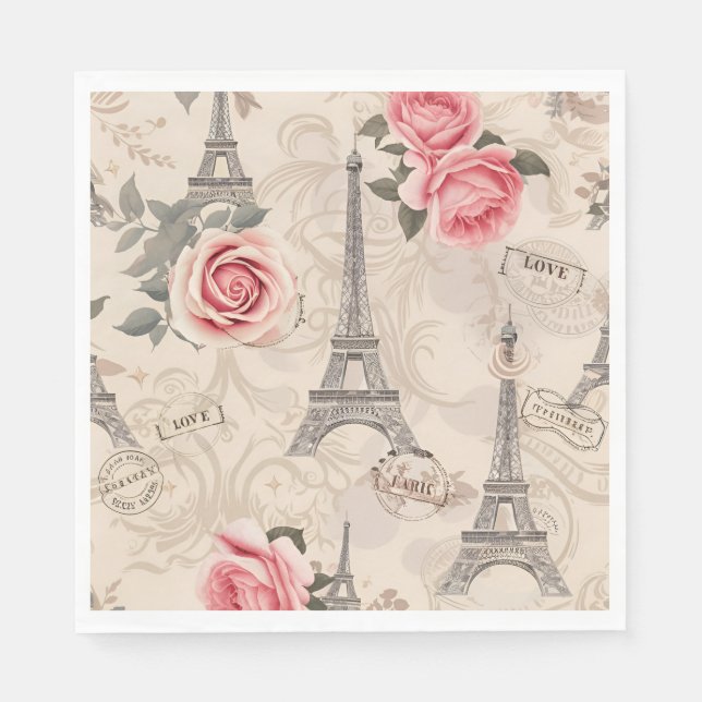 Paris Frankreich Vintages Muster Serviette (Vorderseite)
