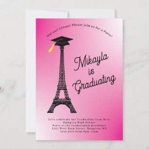 Paris Französisch Eiffel Tower Graduation Party Pi Einladung