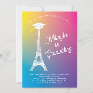 Paris Französisch Eiffel Tower Graduation Party Ra Einladung