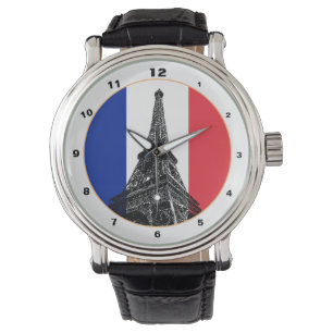 Paris, Französisch-Flagge und Frankreich-Mode /Eif Armbanduhr