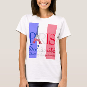 Paris Französische Flagge Eiffelturm Solidarité Li T-Shirt