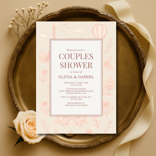 Paris Französische Toile Couples Dusche Einladung (Von Creator hochgeladen)