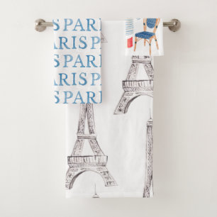 Paris französischer Watercolor kritzelt Tuch-Set Badhandtuch Set