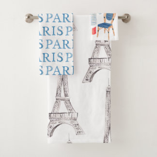 Paris französischer Watercolor kritzelt Tuch-Set Badhandtuch Set