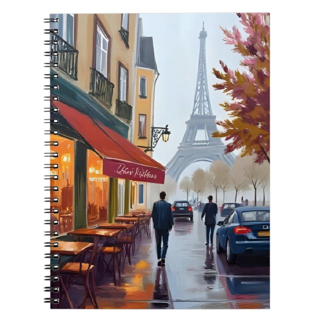 Paris French Cafe Eiffel Tower Watercolor Notizblock (Vorderseite)