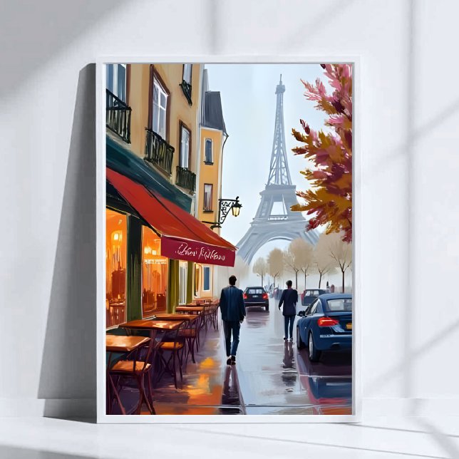 Paris French Café Eiffel Tower Watercolor Poster (Von Creator hochgeladen)