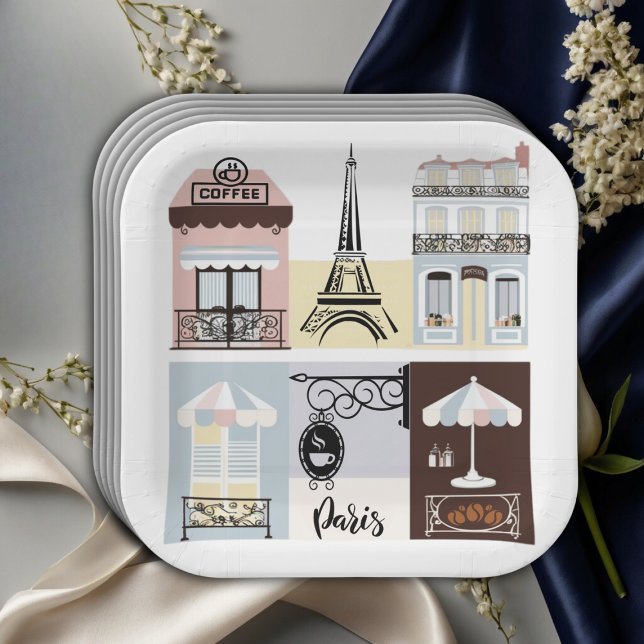 Paris French Cafe Patisserie Baby Shower Pappteller (Von Creator hochgeladen)