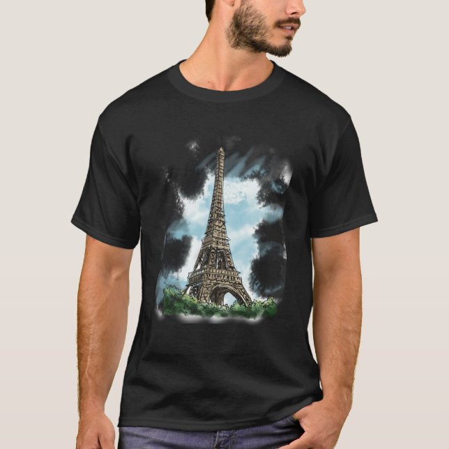 Paris French Eiffel Tower European French Blue Sky T-Shirt (Vorderseite)