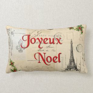 Paris French Postcards Weihnachtskissen Lendenkissen