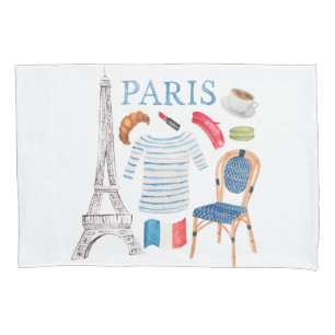 Paris French Wassercolor Doodles Pillowcase Kissenbezug
